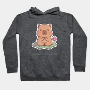 Cute Capybara Meditating On Lotus Leaf Hoodie